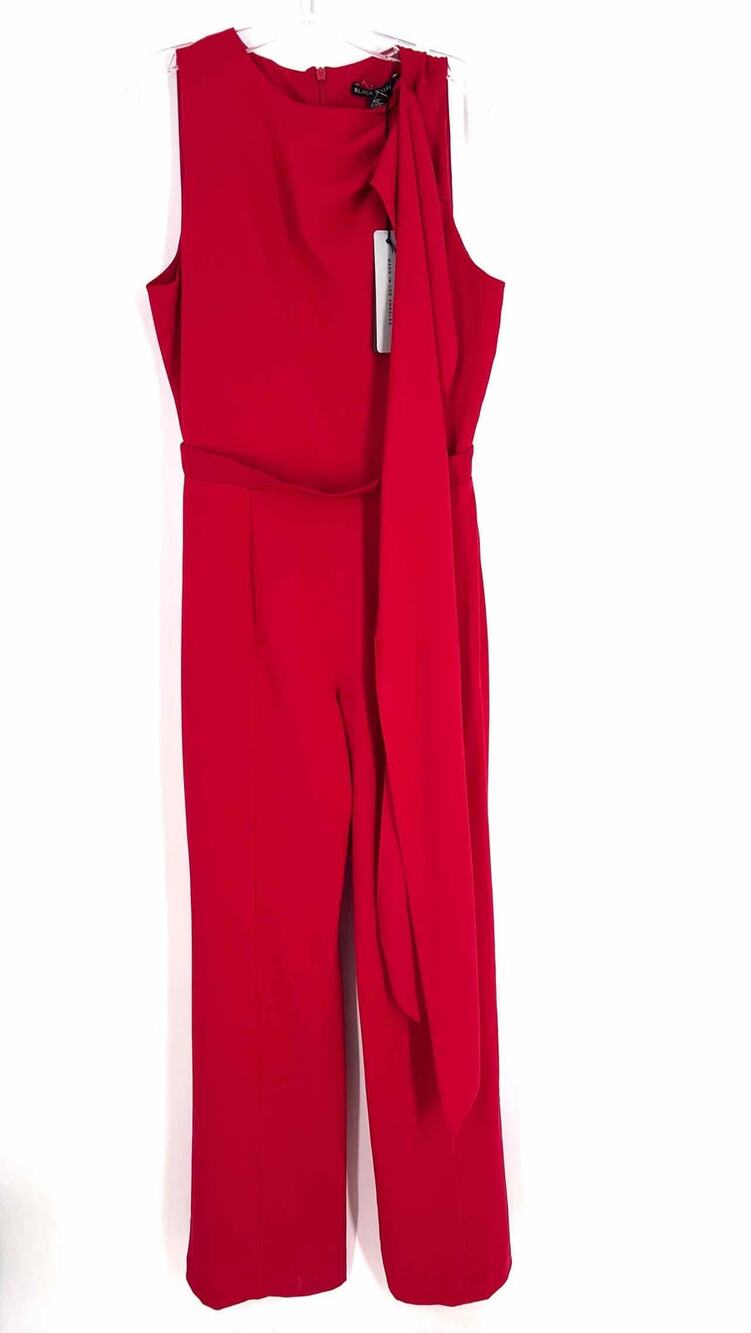 Black Halo Size 8 Red Draped NEW Designer Jumpsuit